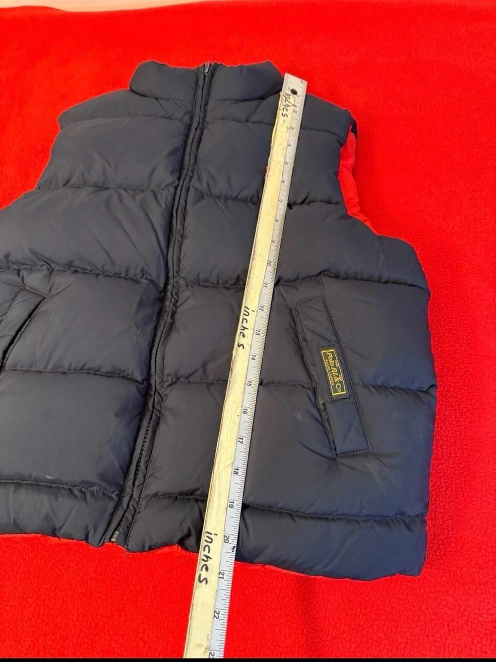 Ralph Lauren Red Puffer Vest with Crest Patch -Reversible. Large size for boys